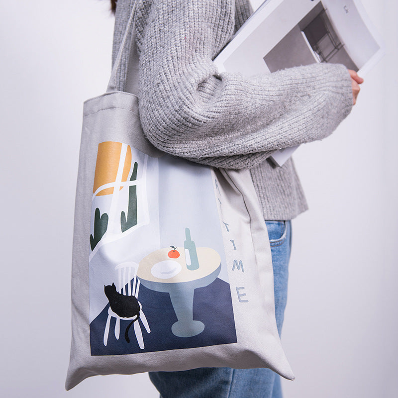 XIAOMI Lovely Women's canvas bag shoulder High capacity portable cartoon bag for shopping handbags