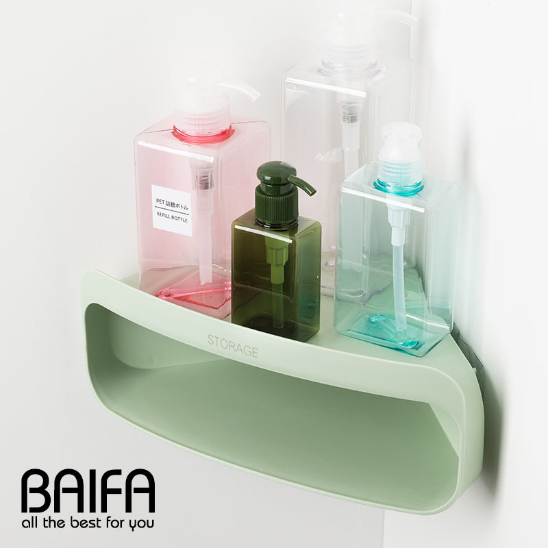 XIAOMI High Quality Plastic Adhesive Bathroom Triangle Corner Storage Plastic Shelf Double Layer
