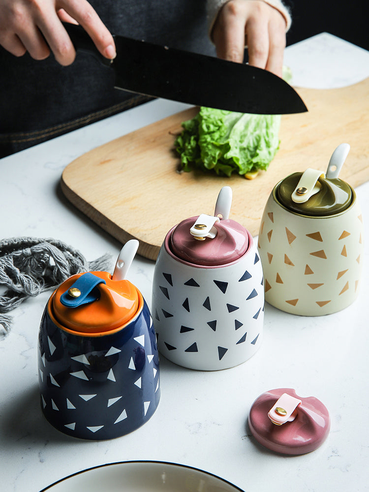 XIAOMI Household Kitchen Ceramics Seasoning Pot Spices Jar with Spoon