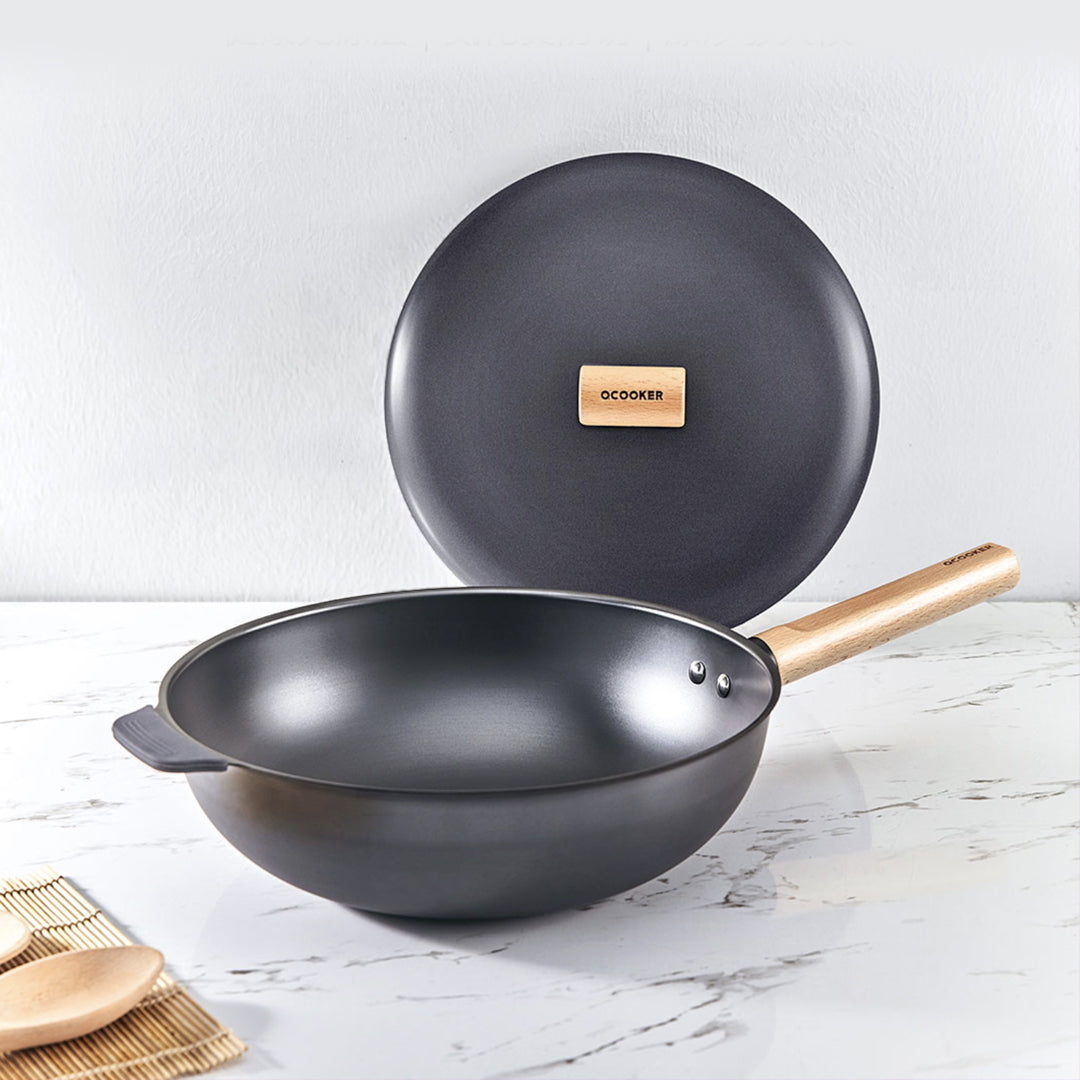 XIAOMI - Qcooker uncoated iron round bottom frying pan gas concave induction cooker